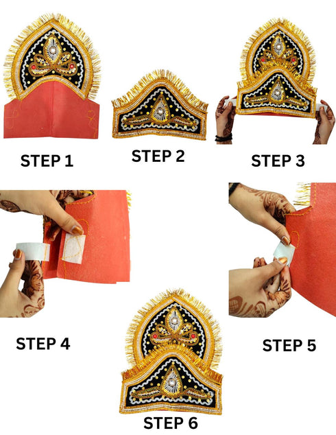 BookMyCostume Ravan Crown with Detachable Face Extension 10 Head Set – Plywood Ramleela Mukut Costume for Dussehra & Fancy Dress Accessory For Adults